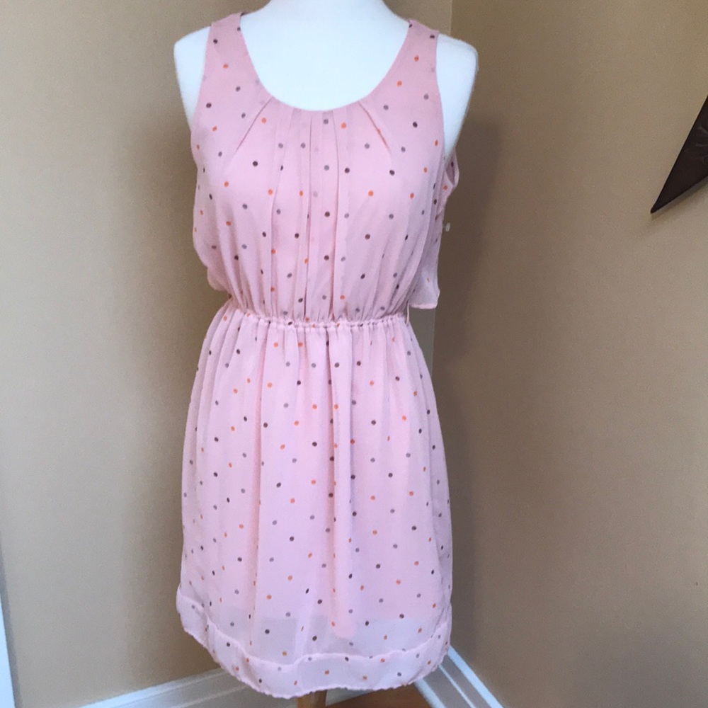 F21 Blush Polka Dot Dress